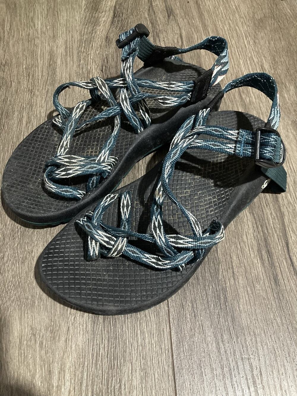 Chaco Sandal Womens 7 Green Strappy Adjustable Angular Teal Arch Support